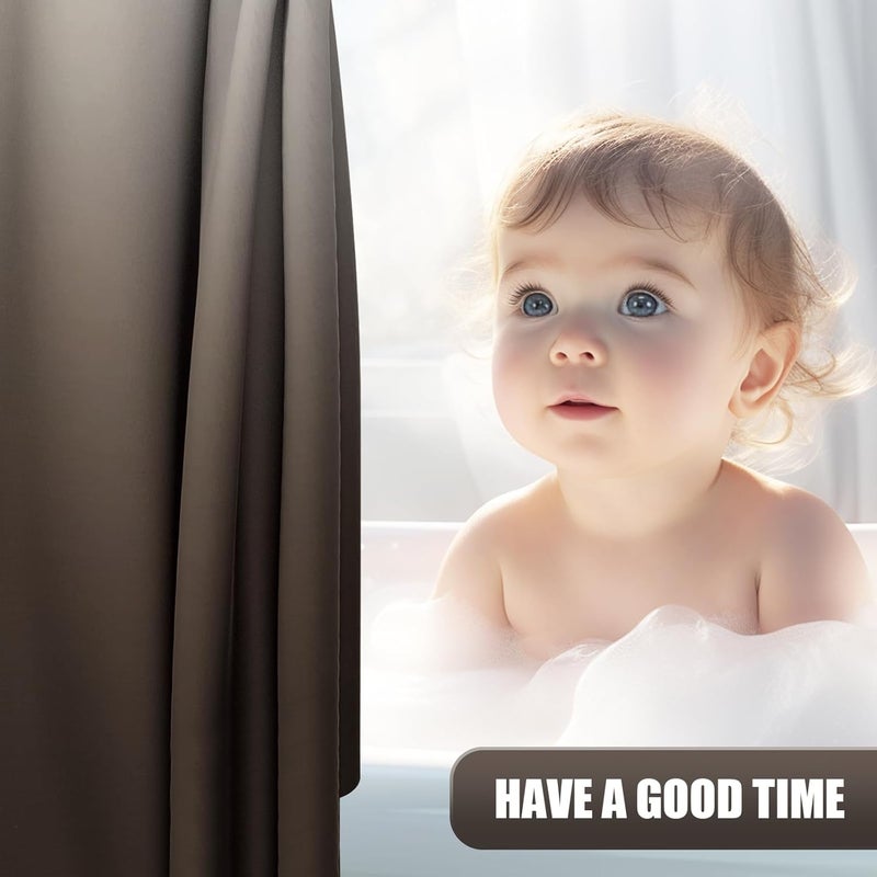 OLANLY Luxury Light Brown and White Ombre Shower Curtain Sets with 12 Hooks, Waterproof and Washable Decorative Shower Curtains for Bathroom, 72x72 Inches - Image 3